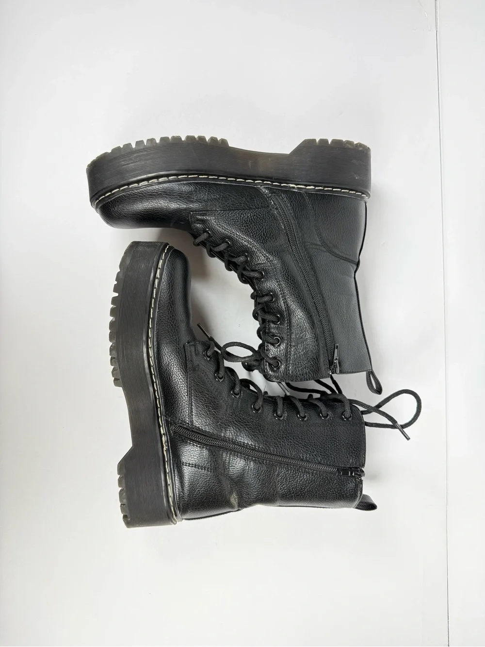 Unionbay Platform Lace Up Combat Boots Black Size 7.5